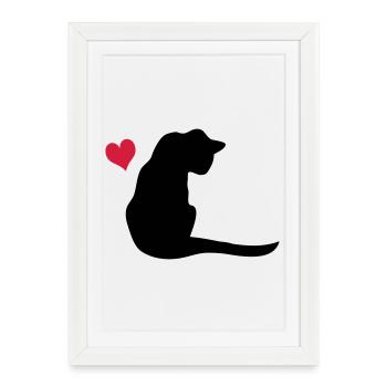 Chat - Affiche encadrée (27 × 37 cm) - blanc - Devant