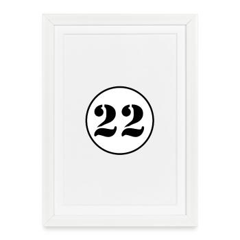 NUMÉRO 22 vingt-deux cadeau d'anniversaire - Affiche encadrée (27 × 37 cm) - blanc - Devant