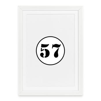 Numéro 57 cinquante-sept cadeau d'anniversaire - Affiche encadrée (27 × 37 cm) - blanc - Devant