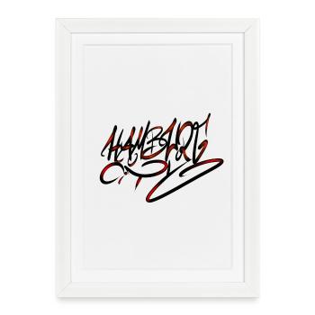 Red Neon Flame Train Hamburg - Framed poster (27 × 37 cm) - white - Front