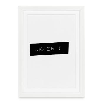 JO EH Typo on Black - Framed poster (27 × 37 cm) - white - Front