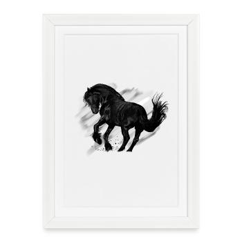 cheval - Affiche encadrée (27 × 37 cm) - blanc - Devant