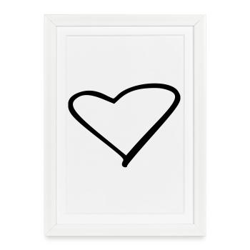 Coeur - Affiche encadrée (27 × 37 cm) - blanc - Devant