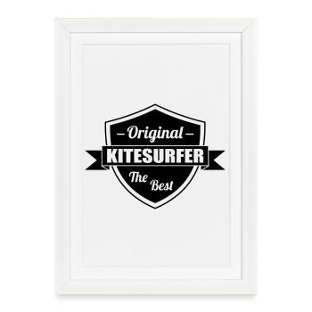 Kiteboarding / Kitesurfing / Kitesurf / - Affiche encadrée (27 × 37 cm) - blanc - Devant