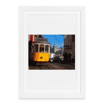 Tram à Lisbonne - Affiche encadrée (27 × 37 cm) - blanc - Devant