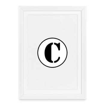 C lettre alphabet nom de famille prénom - Affiche encadrée (27 × 37 cm) - blanc - Devant