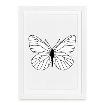 Schmetterling weiss - Gerahmtes Poster (27 × 37 cm) - Weiß - Vorne