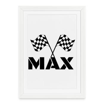 Pour les fans de Max. Course DGP. Drapeau de fin * - Affiche encadrée (27 × 37 cm) - blanc - Devant