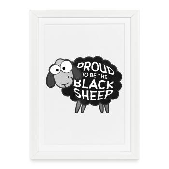 Fière d’être la brebis noire Mouton drôle Extérieur - Affiche encadrée (27 × 37 cm) - blanc - Devant