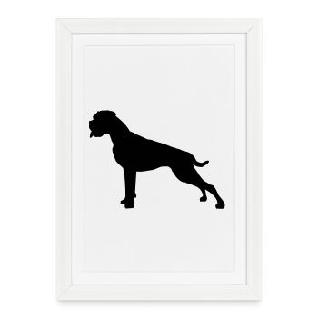 Boxer silhouette stand - Affiche encadrée (27 × 37 cm) - blanc - Devant