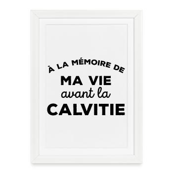 A la mémoire de ma vie avant la calvitie Chauve - Affiche encadrée (27 × 37 cm) - blanc - Devant