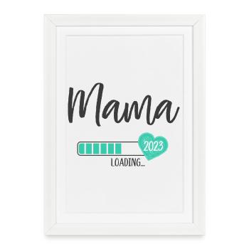 Maman Chargement 2023 Cœur Jeune Maman à venir - Affiche encadrée (27 × 37 cm) - blanc - Devant