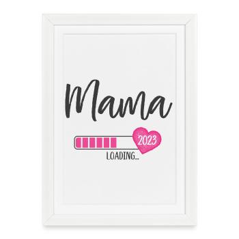 Maman Chargement 2023 Coeur Fille Rose Expectant Maman - Affiche encadrée (27 × 37 cm) - blanc - Devant