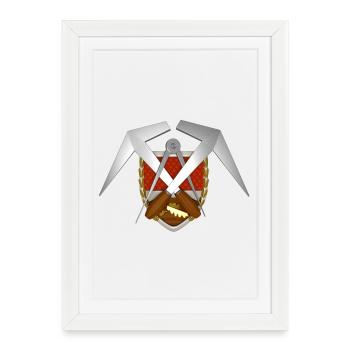 Emblème de toiture d’artisanat - Affiche encadrée (27 × 37 cm) - blanc - Devant
