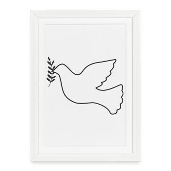Colombe de la paix avec branche - Affiche encadrée (27 × 37 cm) - blanc - Devant