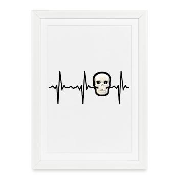 Squelette du crâne Squelette Pouls du corps Pulse - Affiche encadrée (27 × 37 cm) - blanc - Devant