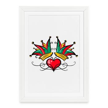 Fool's Cap Carnival Heart Tattoo - Framed poster (27 × 37 cm) - white - Front