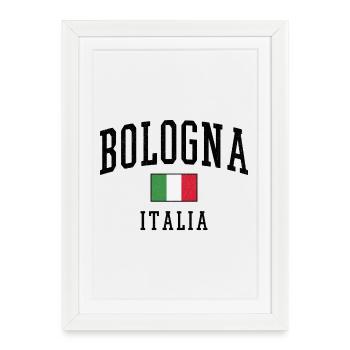 Bologne - Italie Drapeau - Affiche encadrée (27 × 37 cm) - blanc - Devant