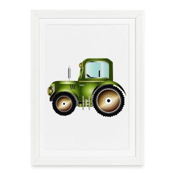 Tracteur vert pour tracteurs et ventilateurs agricoles - Affiche encadrée (27 × 37 cm) - blanc - Devant