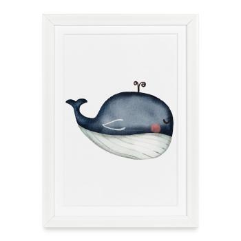 baleine, océan - Affiche encadrée (27 × 37 cm) - blanc - Devant
