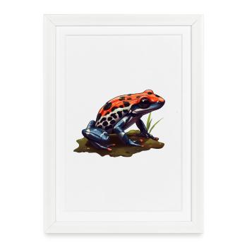 Mignonne grenouille fraise en bleu et rouge - Affiche encadrée (27 × 37 cm) - blanc - Devant