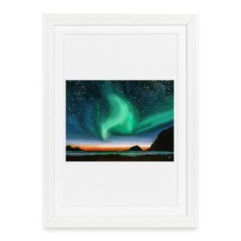 Aurores boréales - peinture à l’huile - Affiche encadrée (27 × 37 cm) - blanc - Devant
