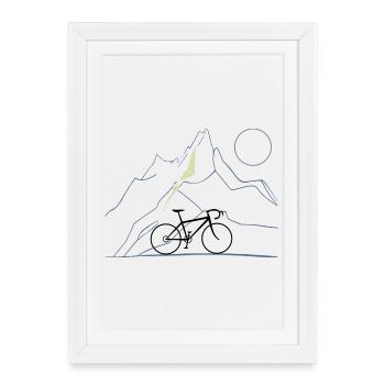 Bike & Mountains - Framed poster (27 × 37 cm) - white - Front