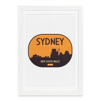 Horizon de Sydney en coucher de soleil orange - Affiche encadrée (27 × 37 cm) - blanc - Devant