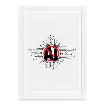 Stop, don't use artificial intelligence, AI. - Framed poster (27 × 37 cm) - white - Front