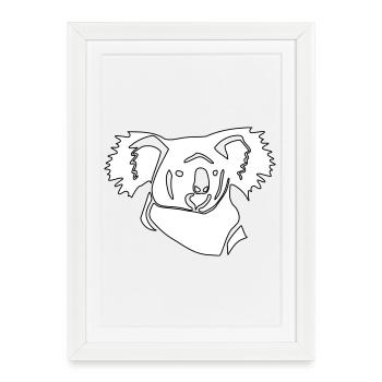 Dessin au trait de koala - Affiche encadrée (27 × 37 cm) - blanc - Devant