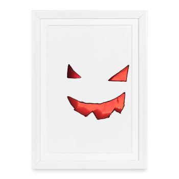 Visage de citrouille - Affiche encadrée (27 × 37 cm) - blanc - Devant