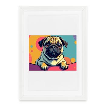 Mignon carlin dans le style Pop Art Design Dog Lover - Affiche encadrée (27 × 37 cm) - blanc - Devant