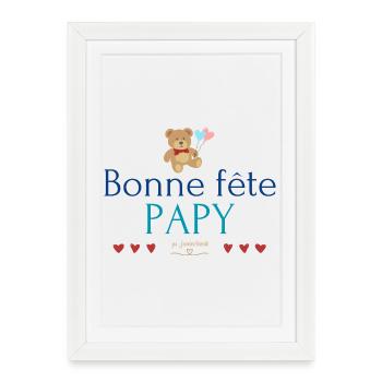 Bonne fête Papy. Annonce grossesse bébé. - Affiche encadrée (27 × 37 cm) - blanc - Devant