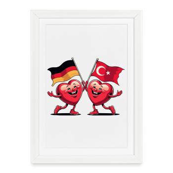L’Allemagne et la Turquie coeurs - Affiche encadrée (27 × 37 cm) - blanc - Devant