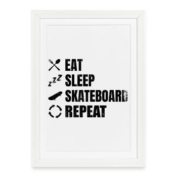 Skateboarder Daily Routine - Framed poster (27 × 37 cm) - white - Front