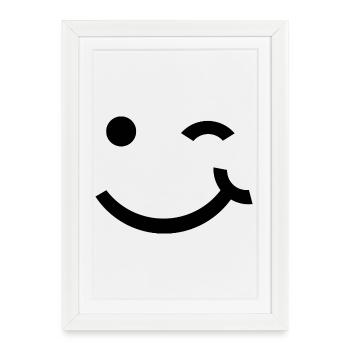 Clin d’œil, sourire clignant de l’œil - Affiche encadrée (27 × 37 cm) - blanc - Devant