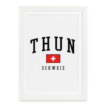 Thun Schweiz Design mit Flagge - Gerahmtes Poster (27 × 37 cm) - Weiß - Vorne