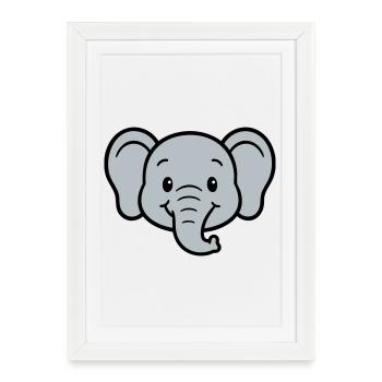 Playful elephant print for children - Framed poster (27 × 37 cm) - white - Front