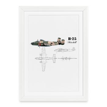 Le B-25 - Affiche encadrée (27 × 37 cm) - blanc - Devant