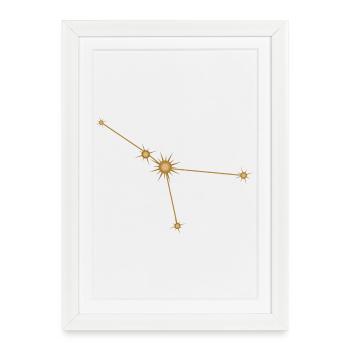 Constellation d’étoiles Cancer Signe de naissance Doré - Affiche encadrée (27 × 37 cm) - blanc - Devant