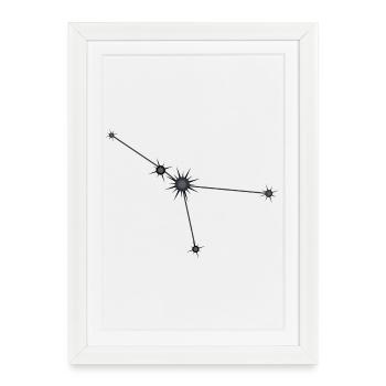 Cancer Étoile Constellation Signe du zodiaque Noir et Gris - Affiche encadrée (27 × 37 cm) - blanc - Devant