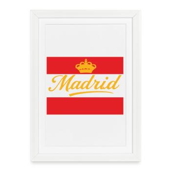 Madrid Crown Design on Red - Framed poster (27 × 37 cm) - white - Front