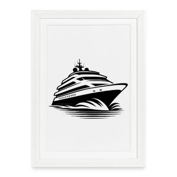 Capitaine de croisière avec le navire des rêves - Affiche encadrée (27 × 37 cm) - blanc - Devant