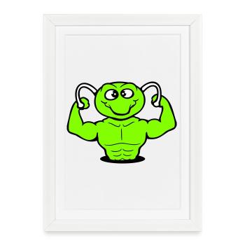 Caterpillar Bodybuilder Musculation Strong Fitness Gym - Affiche encadrée (27 × 37 cm) - blanc - Devant