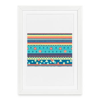 Motif d’hiver boho coloré - Affiche encadrée (27 × 37 cm) - blanc - Devant