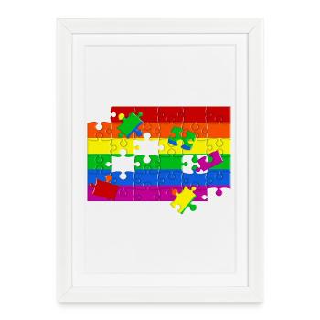 Puzzle drapeau LGTBQ+ - Affiche encadrée (27 × 37 cm) - blanc - Devant