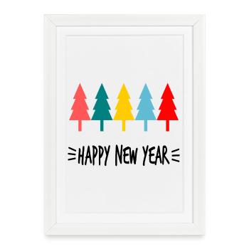 HAPPY NEW YEAR. NEW YEAR'S EVE. NEW YEAR - Framed poster (27 × 37 cm) - white - Front