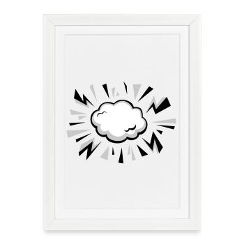 Nuage comique avec éclairs - Affiche encadrée (27 × 37 cm) - blanc - Devant