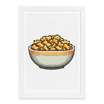 Popcorn-Schale Pixelkunst - Gerahmtes Poster (27 × 37 cm) - Weiß - Vorne