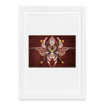 Firewing Mandala on Leather Look - Framed poster (27 × 37 cm) - white - Front